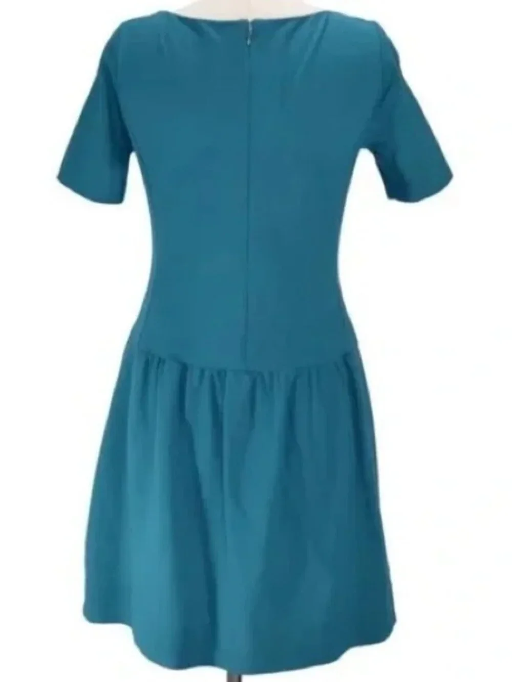 White House/Black Market Ponte Drop Waist Buckled Belt Accent TEAL Dress 10  NWT - Picture 7 of 7